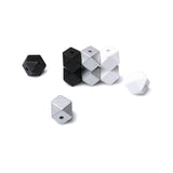 20mm Geometric Wood Beads Mixed in White, Silver, Black Colors, Polygon Wooden Loose Beads with 4mm Hole for Garlands Making/Hom