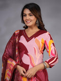 Anni Designer Women'S Rayon Blend Printed Straight Kurta With Pant & Dupatta (Khissu Maroon-Nw_L_Maroon_Large),Maroon,L,,,