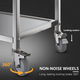 Amarite 3 Shelf Stainless Steel cart,400 lbs,1MM Thick,Serving cart with Wheels, Household, Service Trolley,360Rotation Storage