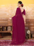 Satrani Womens Pure Georgette Saree (3321S162N_Rani Pink)