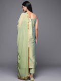 Varanga Green Spaghetti Strap Straight Kurta With Tonal Bottom And Tonal Dupatta. Green Xl