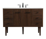 Elegant Decor Indoor Modern Under Sink Bathroom Fixtures Storage Organizer Cabinet 48 Inch Single Bathroom Vanity - Walnut