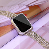 SUPOIX Compatible with Apple Watch Band 45mm + Case, Women Jewelry Bling Diamond Replacement Metal Strap & Soft TPU Bumper Prote