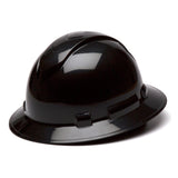PYRAMEX Ridgeline Full Brim Hard Hat, 4Point Ratchet Suspension, Black