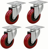 POWERTEC 3 Inch Swivel Caster Wheels Set of 4 with 640 lbs Loads, Heavy Duty Plate Casters, PU Castor Wheels for Furniture, Cart