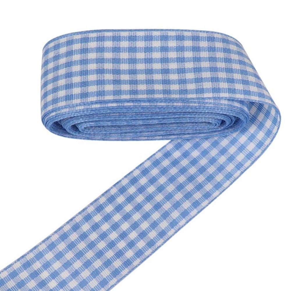 Gingham Ribbon Plaid Ribbon for Gift Wrapping Party Wedding Christmas Decoration (Sky Blue,1 (25mm) x 10 Yards)