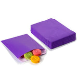 Amsthow Flat Paper Treat Bag 5.12 x 6.3-inch Cookie Paper Bags Purple Greaseproof Bakery Glassine Wax Wrap for Cookies Candies P