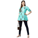 Anni Designer Women'S Cotton Regular Top (Tp-Cot-10160-Green_S_Blue_Small),Blue,S