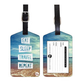 Nutcase Designer Luggage Travel Baggage Tags Set Of 2 With Name Card Inside Eat Sleep Travel Beach Repeat