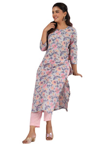 Gosriki Women'S Rayon Blend Straight Printed Kurta With Pant (Kripani Grey-Gs_S_Grey_Small),Grey,,B0CYGTPCWT