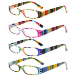 Kerecsen Womens Reading Glasses 4 Pairs Ladies Fashion Spring Hinge Readers (colourful-2, 5.0, x)