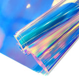 XHT 0.8MM Holographic Transparent Film Mirror Laser Iridescent TPU Vinyl Waterproof Material for DIY Hair Bows Sewing Patchwork