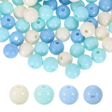HARFINGTON 100pcs Cream Blue Acrylic Round Beads 10mm Dia 1.9mm Hole Plastic Resin Smooth Balls Loose Bead for Jewelry Making Br