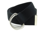 Canvas Web Belt Double DRing Buckle 1.5 Wide With Metal Tip Solid Color (Black M)