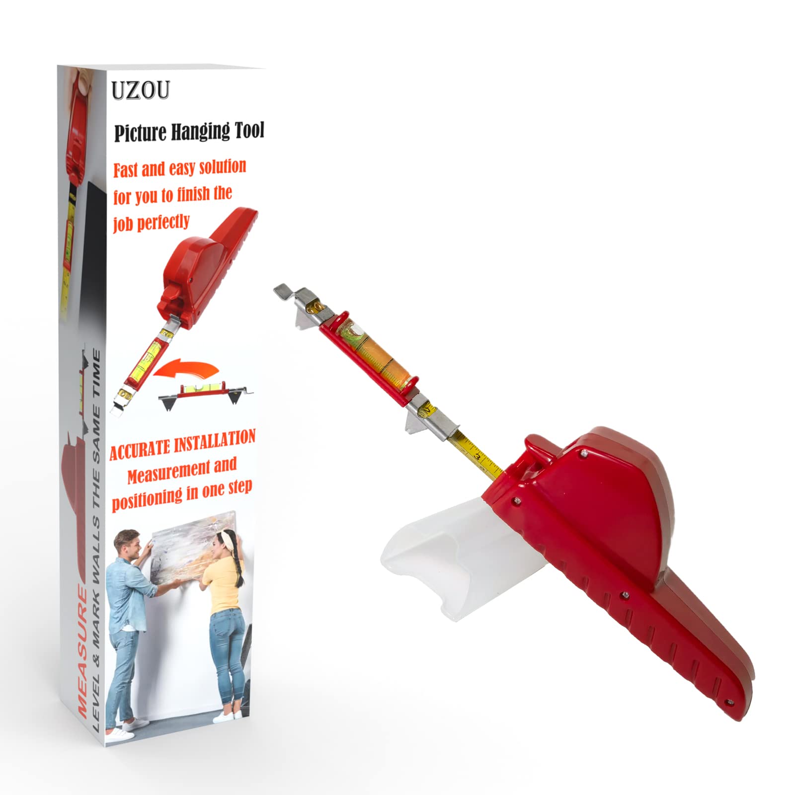 All-in-One Picture Hanging Tool, Picture Hanger, Picture Frame Level Ruler, Portable Picture Leveling and Hanging Tool, Perfect 