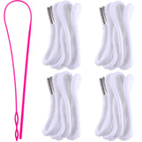 Drawstring Cords Replacement Drawstrings with Easy Threader for Sweatpants Shorts Pants Jackets Coats (White)