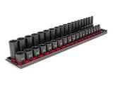 TEKTON 3/8 Inch Drive 6Point Impact Socket Set with Rails, 38Piece (624 mm) | SID91211