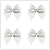 VIVIQUEN 50pcs Mini Satin Ribbon Bows Ribbon Flowers 25mm x 26mm Appliques DIY Craft for Sewing, Scrapbooking, Wedding, Gift (Wh