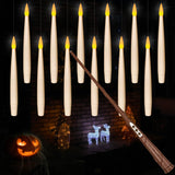 Leejec Floating Candles with Magic Wand Remote, Flickering Warm Light, Battery Operated 6 Pcs Flameless Hanging Candles, Hallowe