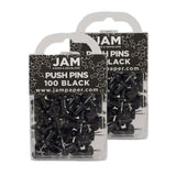 JAM PAPER Colorful Push Pins - Black Pushpins - 2 Packs of 100