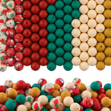 HHCFAST 150Pcs Mixed Color 15mm Silicone Beads for Keychain Making, Mustard Red Christmas Print Silicone Beads for Pens and Brac