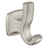 Moen Voss Brushed Nickel Bathroom Double Robe Hook, Wall Mounted Metal Hanger for Towels or Robes, YB5103BN