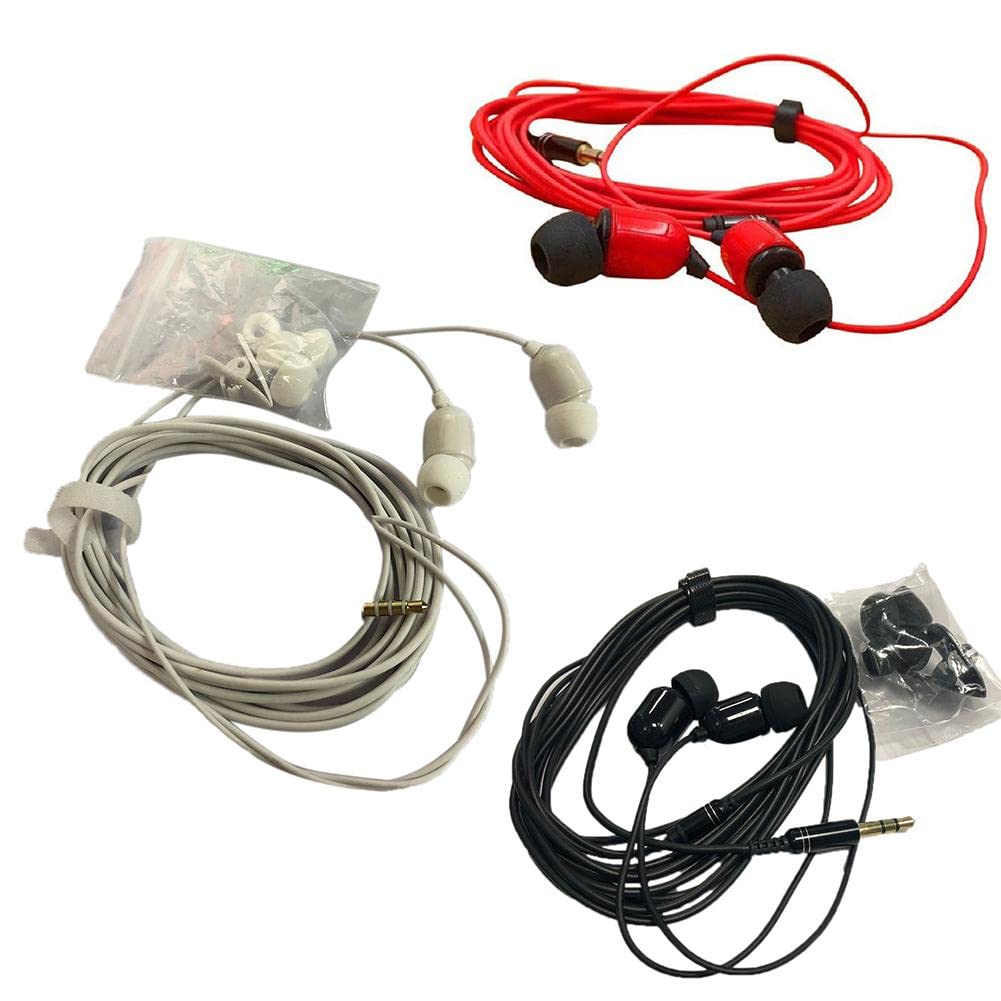 VizGiz 3 Pack 10FT Earbuds 3.5mm Stereo 3 Pole Headset Earphones 3 Meter Long Extension Wired Cord Cable Earphone Monitor in-Ear