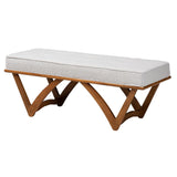 Baxton Studio Chenoa Gray Boucle Fabric And Walnut Brown Wood Bench
