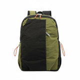 Zoomella Crinkled Patchwork Backpack TwoTone Nylon Backpack Padded Straps Rucksack Zippered Front Compartment, Army Green