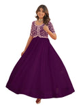 Wedani Georgette Anarkali Gown With Embroidered Top For Women (In Alpha L Regular Purple),PURPLE,L