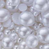 Sqqzuie 1500PCS 3-14mm White Flatback Pearls, 150g Half-Round ABS Pearls for DIY Crafts, Nail Art, Jewelry Making,Shoes, Clothes