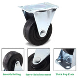 Cionyce 4 Pcs 2 Inch Rubber Caster Wheels Heavy Duty Rigid Fixed Casters with Non-Swivel Top Plate for Furniture