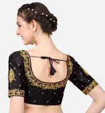 Vihu Fashion Women'S Multicolour Phantom Silk Heavy Embroidery Half Sleeve Readymade Saree Blouse For Lehenga Choli (Black, 38)