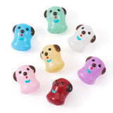 Cheriswelry 7Pcs Dog Beads Handmade Lampwork Glass Beads Cute Animal Loose Spacer Bead 19.5-20mm for DIY Necklace Earring Bracel
