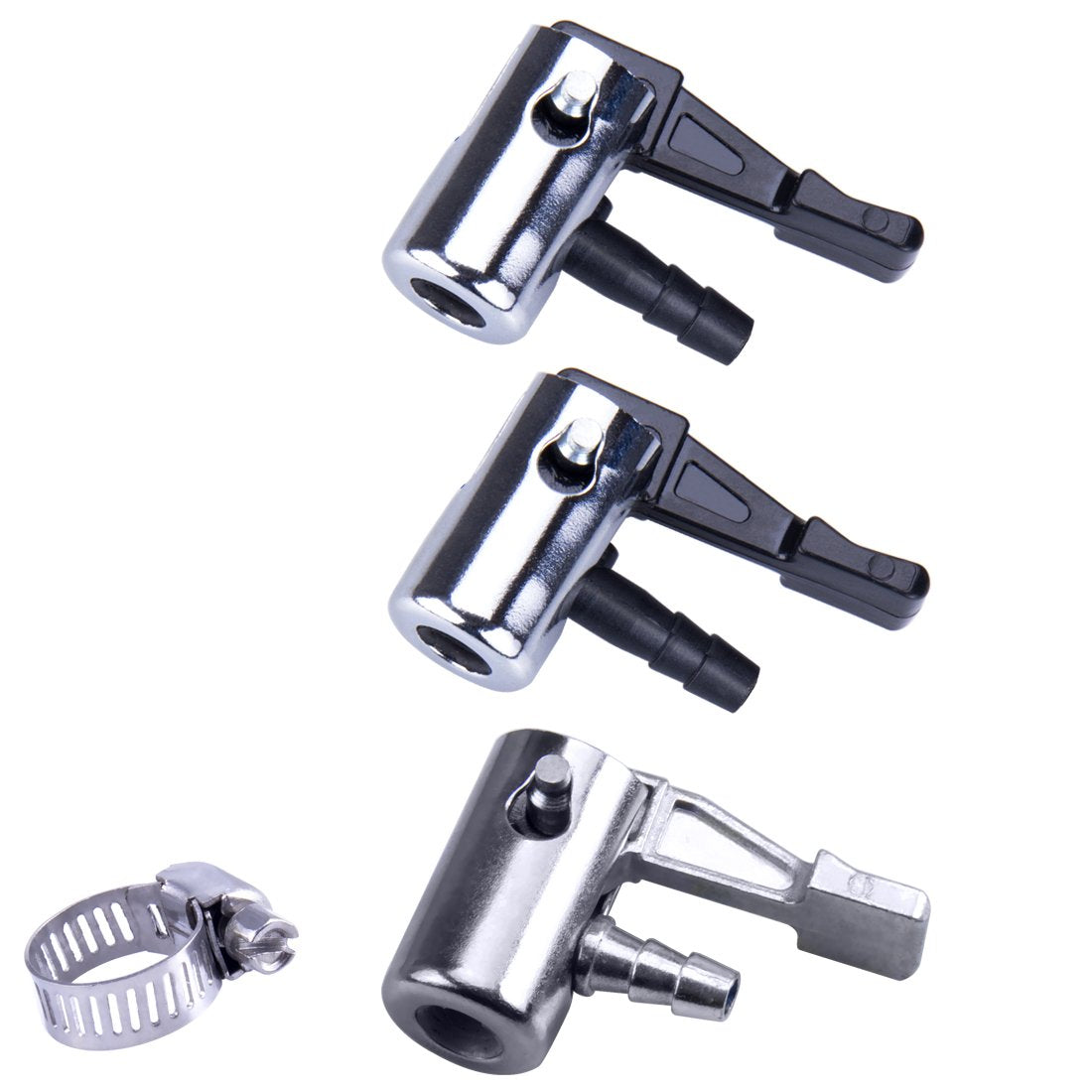1/4lock on air chuck,mini air compressor portable tire inflator tire chuck hose end with barb connector for hose repair-3Pack