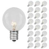 Novelty Lights 25 Pack G50 Outdoor Patio Globe Replacement Bulbs, Clear, E17/C9 Intermediate Base, 7 Watt