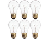 KOR (Pack of 6) 25A15/CL - 25-Watt A15 Incandescent Appliance Bulb - Clear Finish - Medium (E26) - Standard US Size Household Ba
