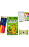 NEEYATI Dinosaur Themed Art Set, 2in1 Colouring Book with Scratch Pad, 8 Dual Colour Pencils