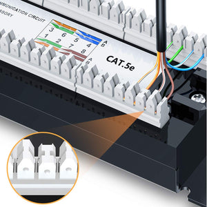 Yankok [CAT5 CAT5e 6 Port Replace Patch Panel Unshielded with Coded T568A/B Ethernet Wiring Diagram for 12/24/48 Port Cat5/5e Pa
