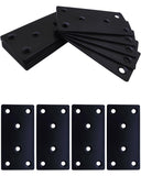 BINCKIN 10 Pack Flat Mending Plate for Wood, Black 3.1''X1.5'' Metal Mounting Plates with 6 Holes, Stainless Steel Flat Straight