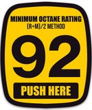 92 Octane Rating Pump Sticker (Minimum Gasoline Outdoor Vinyl Decal for Fuel Pumps and Gasoline Station Business (2x2.5 Inches)