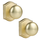 Newlaking Door Knobs Interior,Classic Decorative Satin Brass Dummy Door Knob, Durable Stylish Hardware for Indoor Use- 2 Pack