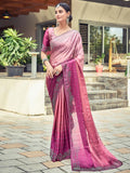 Satrani Womens Pure Georgette Saree (3430S280N Peach & Light Pink)