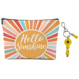 Hello Sunshine Makeup Bag for Women Lady Bestie, Large Capacity Makeup Pouch Travel Organizer Toiletry Cosmetic Bag, Sunflower S