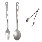 Dawn Deer Titanium Fork & Spoon Set - Camping Tongs | Ultralight Backpacking Utensils, Heat-Resistant & Rustproof | Backpacking,