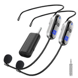 Wireless Headset Microphone Double Mic: UHF Mics Head for Two People with LED Digital Display - Head Handheld Mic 2 in 1, 165 ft