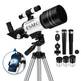 ESAKO Telescope for Kids & Beginners, 70mm Aperture Portable Telescopes with 3 Eyepieces, Height Adjustable Tripod & Phone Adapt