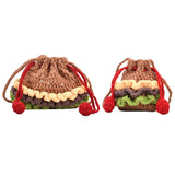 Merishopp Crochet Shoulder Bag Birthday Gift Cartoon For Women Cute Hamburger Yarn Bag Large