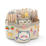 FAYBY 360 Degree Rotating Desk Organizer | Pencil Pen Stationary Holder Stand for Table | Plastic Rotating Desk Pen Stand with M