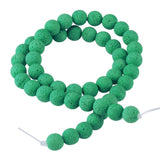 Natural Stone Beads for Jewelry Making Round Smooth Genuine Green Volcanic Lava Gemstone Loose Energy Healing Beads for Necklace